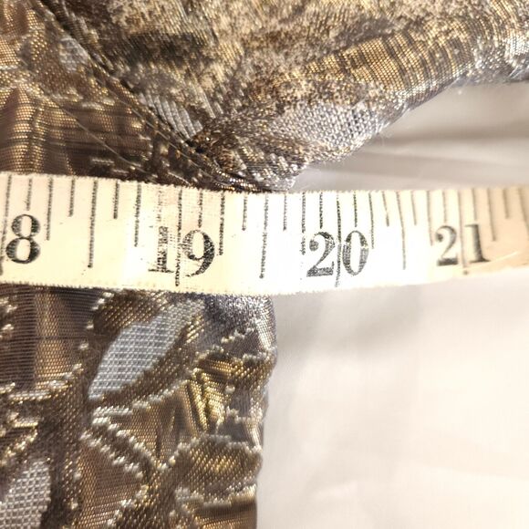 Chico's 1 Womens Sz 8 Gold Gray Metallic Floral Flower Pockets Full Zip Jacket - Picture 4 of 6